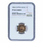 1864 CN Indian Head Cent // NGC Certified PF66 Cameo // Wood Presentation Box