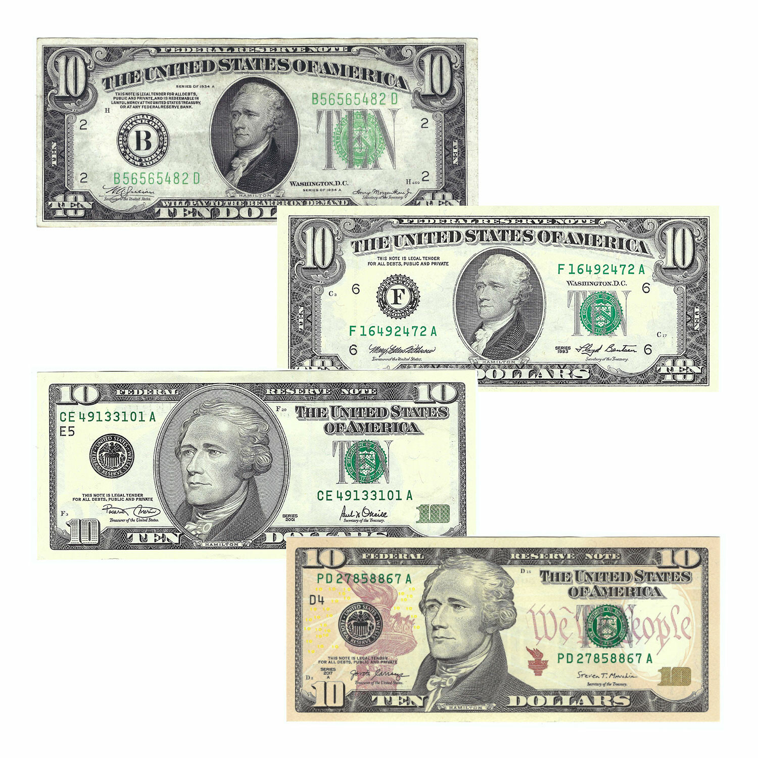 Evolution of the $10 bill