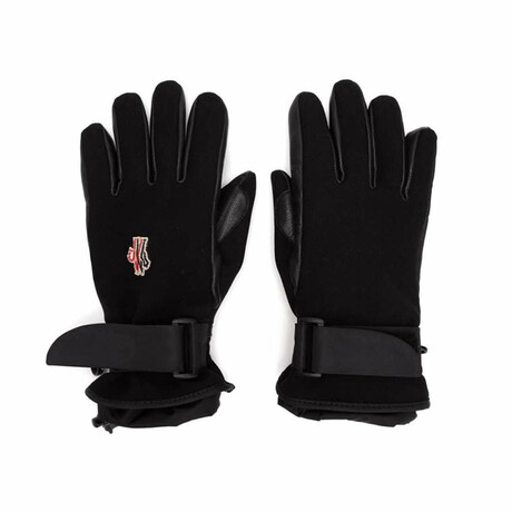 Moncler Grenoble Leather And Techno Fabric Gloves // Black