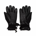 Moncler Grenoble Leather And Techno Fabric Gloves // Black