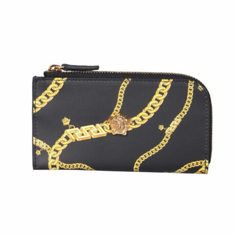 Versace Medusa Leather Card Holder // Black + Gold