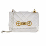 Versace Icon Quilted Leather Crossbody Bag // White + Gold