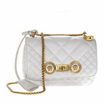 Versace Icon Quilted Leather Crossbody Bag // White + Gold