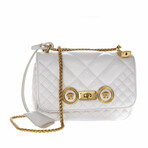 Versace Icon Quilted Leather Crossbody Bag // White + Gold