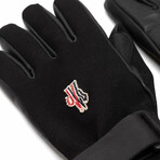 Moncler Grenoble Leather And Techno Fabric Gloves // Black