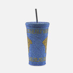 Versace Medusa Travel Mug With All-Over Crystals // Blue + Gold