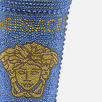 Versace Medusa Travel Mug With All-Over Crystals // Blue + Gold