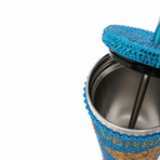 Versace Medusa Travel Mug With All-Over Crystals // Blue + Gold