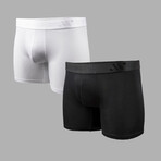 ALPHX Everyday Comfort // MDRN Boxer Brief // 2 Pack // Midnight Black + Frost White (Small)
