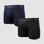 ALPHX Everyday Comfort // MDRN Boxer Brief // 2 Pack // Midnight Black + Maritime Navy (Small)