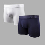 ALPHX Everyday Comfort // MDRN Boxer Brief // 2 Pack // Maritime Navy + Frost White (Small)