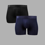 ALPHX Everyday Comfort // ATHLTC Boxer Brief // 2 Pack // Midnight Black + Maritime Navy (Medium)