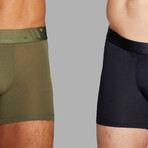 ALPHX Everyday Comfort // MDRN Boxer Brief // 2 Pack // Midnight Black + Moss Green (Small)