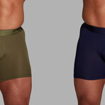 ALPHX Everyday Comfort // ATHLTC Boxer Brief // 2 Pack // Midnight Black + Moss Green (Medium)