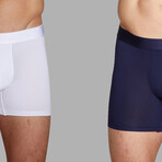 ALPHX Everyday Comfort // MDRN Boxer Brief // 2 Pack // Maritime Navy + Frost White (Small)
