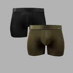 ALPHX Everyday Comfort // ATHLTC Boxer Brief // 2 Pack // Midnight Black + Moss Green (Medium)
