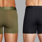 ALPHX Everyday Comfort // MDRN Boxer Brief // 2 Pack // Midnight Black + Moss Green (Small)