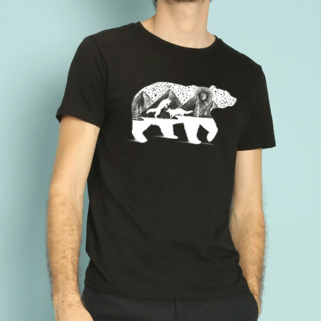 Bear And Foxes T-Shirt // Black (Small)