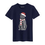 Xmas Cat T-Shirt // Navy (Small)