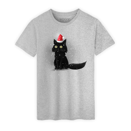 Christmas Cat T-Shirt // Gray (Small)