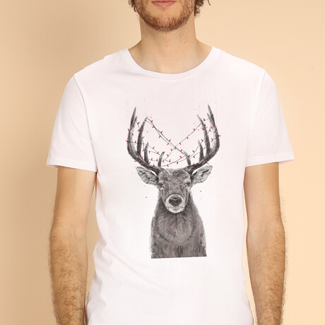 Christmas Deer T-Shirt // White (Small)