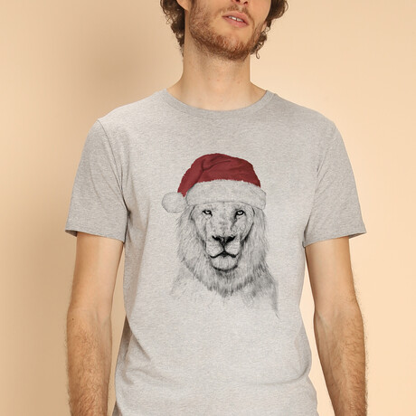 Santa Lion T-Shirt // Gray (Small)