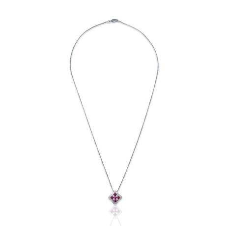 Gaeta // 18K White Gold Diamond + Ruby Necklace // 18" // Pre-Owned