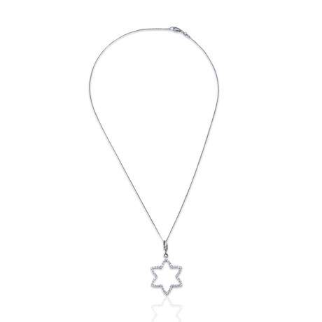 Estate // 18K White Gold Diamond Star Pendant // 16" // Pre-Owned