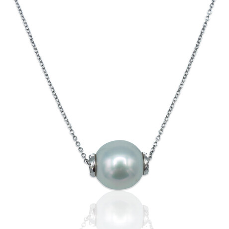 Parlapiano // 18K White Gold Diamond + Pearl Necklace // 17" // Pre-Owned