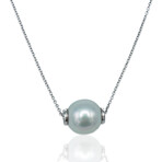 Parlapiano // 18K White Gold Diamond + Pearl Necklace // 17" // Pre-Owned