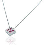 Gaeta // 18K White Gold Diamond + Ruby Necklace // 18" // Pre-Owned