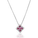 Gaeta // 18K White Gold Diamond + Ruby Necklace // 18" // Pre-Owned
