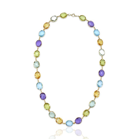 Estate // 18K Yellow Gold Semi-Precious Stone Necklace // 17" // Pre-Owned