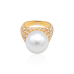 Fine Jewelry // 18K Yellow Gold South Sea Pearl + Diamond Ring // Ring Size: 5 // Pre-Owned
