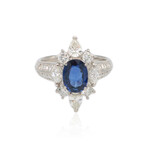 Estate // Platinum Diamond + Thai Sapphire Ring // Ring Size: 5.5 // Pre-Owned