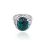 Platinum Diamond Black Opal Ring // Ring Size: 6.25 // Pre-Owned