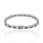 Estate // 18K White Gold Diamond + Sapphire Bracelet // 7.5" // Pre-Owned