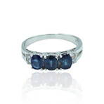 Estate // 18K White Gold Sapphire + Diamond Ring // Ring Size: 6.75 // Pre-Owned