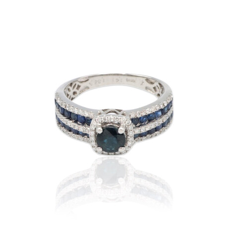 Estate // 18K White Gold Diamond & Sapphire Ring // Ring Size: 6.5 // Pre-Owned