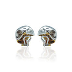 Estate // 18K Yellow Gold + 18K White Gold Earrings // Pre-Owned