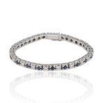 Estate // 18K White Gold Diamond + Sapphire Bracelet // 7.5" // Pre-Owned