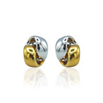 Estate // 18K Yellow Gold + 18K White Gold Earrings // Pre-Owned