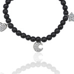 Oromailia // 18K White Gold Diamond + Black Wood Bracelet // 7" // Pre-Owned