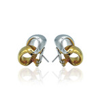 Estate // 18K Yellow Gold + 18K White Gold Earrings // Pre-Owned