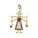 Corti // 18K Yellow Gold Diamond + Ruby White Chalcedony Pendant // 16" // Pre-Owned