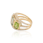 Estate // 14K Yellow Gold Diamond + Blue Topaz + Peridot Ring // Ring Size: 7 // Pre-Owned