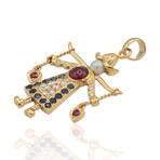 Corti // 18K Yellow Gold Diamond + Ruby White Chalcedony Pendant // 16" // Pre-Owned