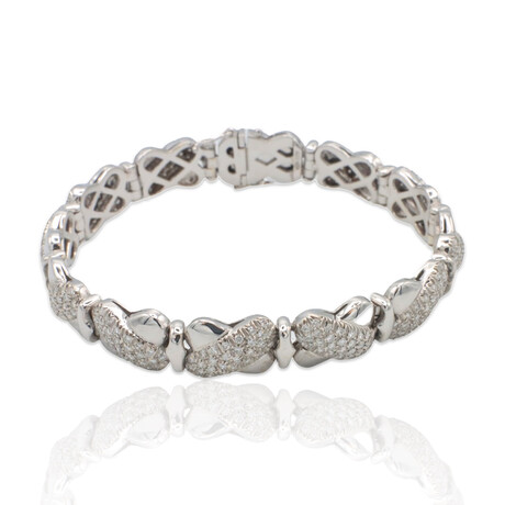 Orm // 18K White Gold Diamond Soft Wristband Bracelet // 7.25" // Pre-Owned