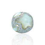 Estate // 18K White Gold Diamond + Mother of Pearl Ring // Ring Size: 5.25 // Pre-Owned