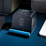 MyDesktop Pro 60W // 3 USB Ports + 2 Power Outlets Power Station + Wireless Charging Stand